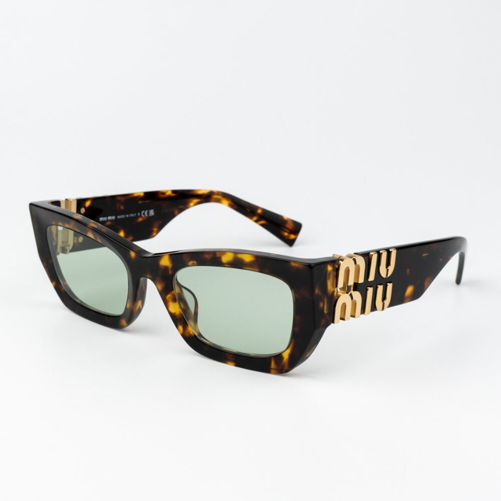 Miu Miu Brown and Gold Sunglasses with Tortoiseshell Frame